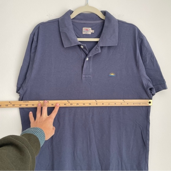 Faherty Straight Fit Cotton Short Sleeve Polo navy blue collared preppy academia - Picture 8 of 10